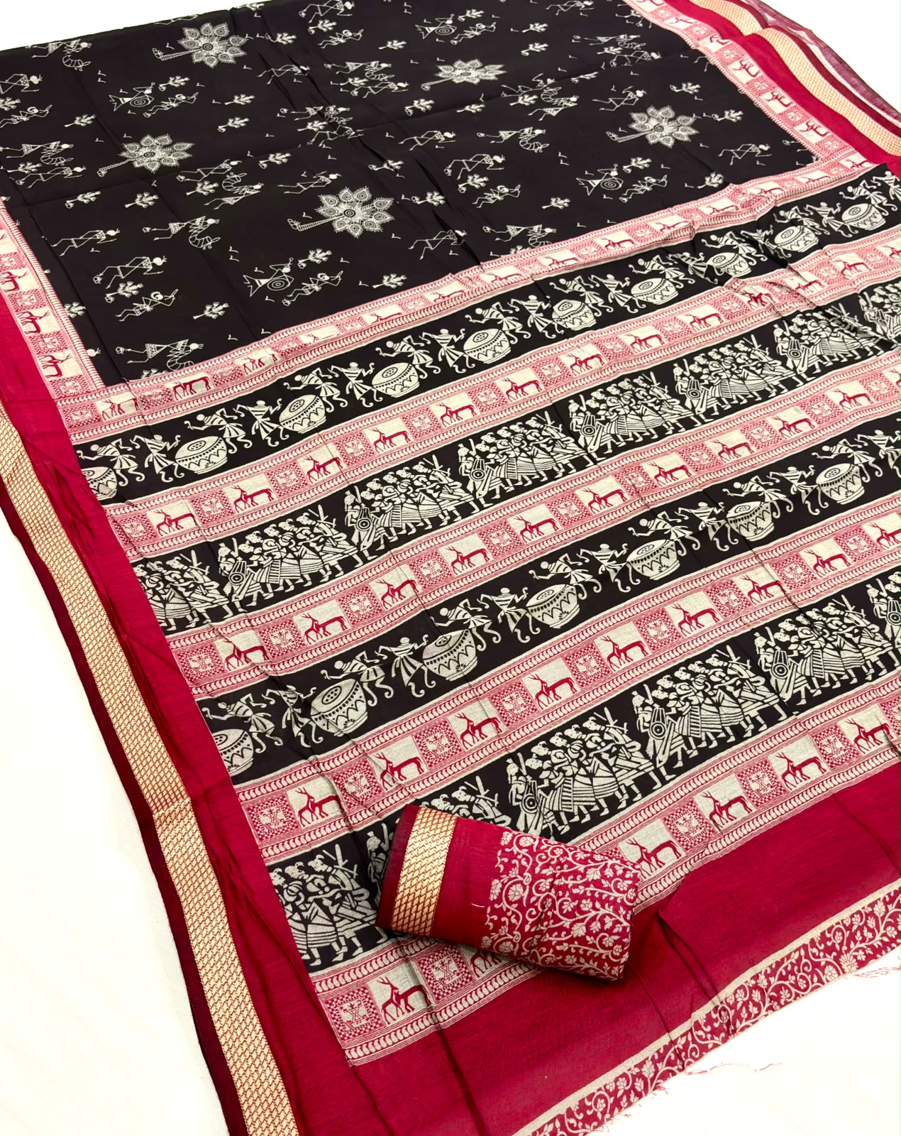 Designer Patola Pallu Maheshwari Silk Saree